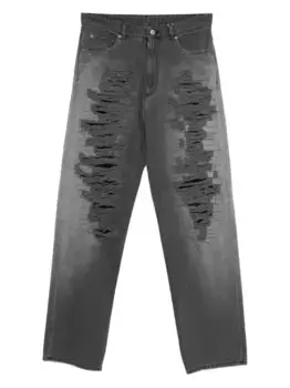Джинсы с эффектом потертости MM6 Maison Margiela, серый