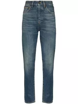 Джинсы с эффектом потертости Saint Laurent, синий