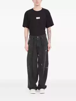 Джинсы с эффектом разбрызганной краски MM6 Maison Margiela, серый