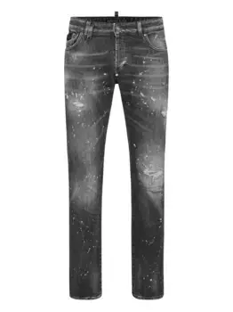 Джинсы с эффектом разбрызганной краски Philipp Plein, серый