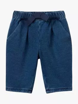 Джинсы с эластичной талией на завязках с детским бантиком Benetton, синий