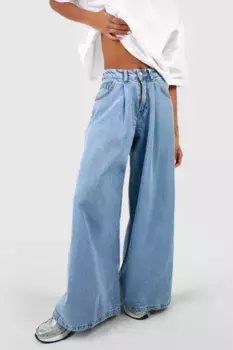 Джинсы с экстремально широкими штанинами boohoo, синий