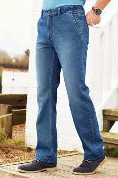 Джинсы с боковой резинкой 29 дюймов Cotton Traders, синий