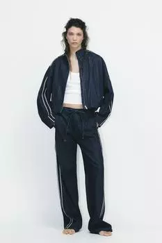 Джинсы с боковыми полосками ZARA, цвет Dark indigo