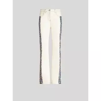 ДЖИНСЫ С ЦВЕТОЧНЫМИ ПОЛОСАМИ ПО БОКАМ ETRO, белый
