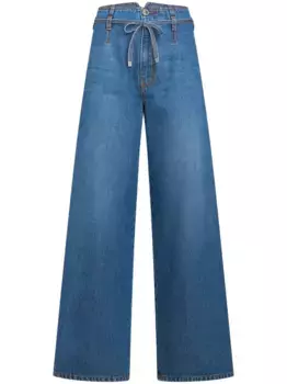 Джинсы с цветочной вышивкой и поясом ETRO, синий