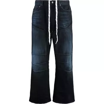 Джинсы с двойными потертостями на коленях и завязками Balenciaga, черный