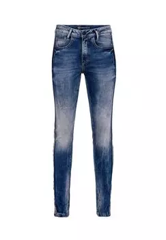 Джинсы с фирменной надписью сбоку CIPO & BAXX, синий