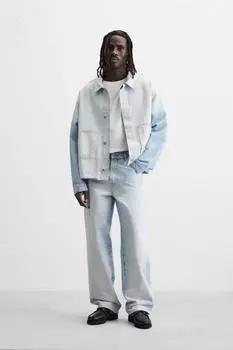 Джинсы с градиентным мешковатым кроем ZARA, светло-синий