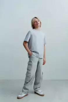 Джинсы с грузовым карманом ZARA, цвет Blue/Green