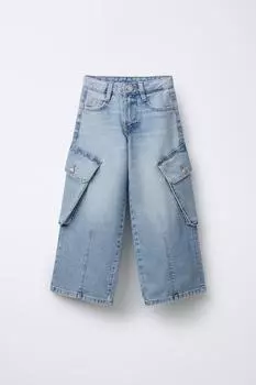 Джинсы с грузовым карманом ZARA, синий
