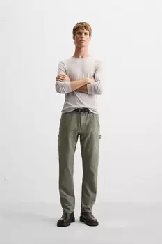 Джинсы с карманом carpenter ZARA, зеленый