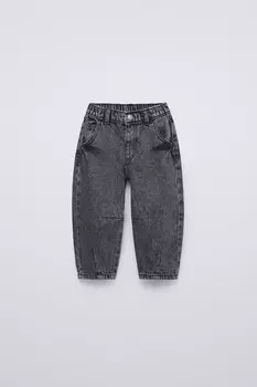 Джинсы с кислотной поморкой ZARA, серый