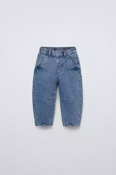 Джинсы с кислотной поморкой ZARA, средне-синий