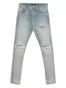 Джинсы с кожаной отделкой AMIRI, синий