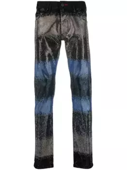 Джинсы с кристаллами и эффектом градиента Philipp Plein, черный