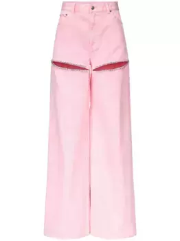 Джинсы с кристаллами и завышенной талией AREA, розовый