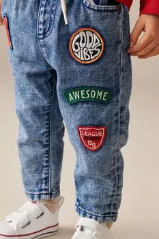 Джинсы с логотипом, 100% хлопок (3 мес 7 лет) Next, синий