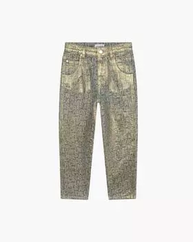 Джинсы с металлическим логотипом и мешаниной Marc Jacobs, золотой