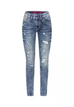 Джинсы с модными потертыми элементами CIPO & BAXX, синий
