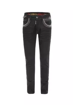 Джинсы с модными заклепками CIPO & BAXX, черный