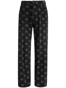 Джинсы с монограммным узором Dolce & Gabbana, черный