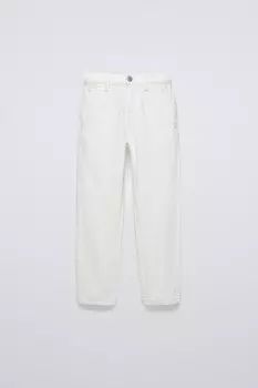 Джинсы с мягким покрытием ZARA, экрю