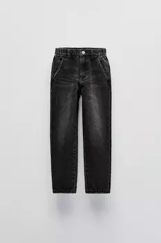 Джинсы с мягким покрытием ZARA, черный