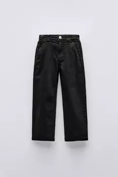 Джинсы с накидными плотами ZARA, черный
