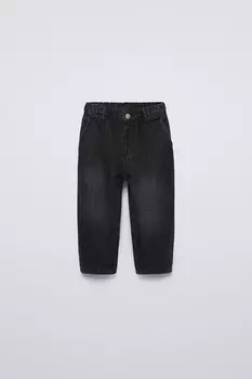 Джинсы с накидными плотами ZARA, черный