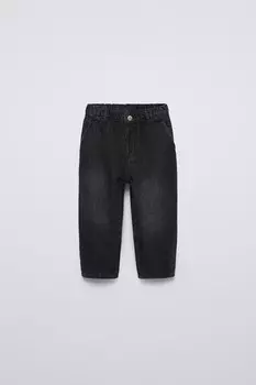 Джинсы с накидными плотами ZARA, черный