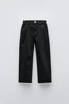 Джинсы с накидными плотами ZARA, черный