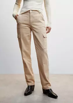 Джинсы с накладными карманами MANGO, кремовый/экрю