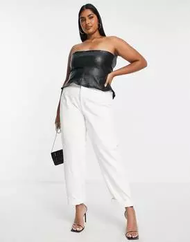 Джинсы с напуском цвета экрю ASOS DESIGN Curve