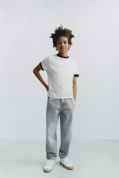 Джинсы с напуском ZARA, цвет Blue/Green