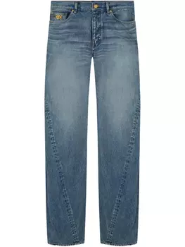 Джинсы с нашивкой-логотипом Versace, синий