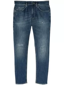 Джинсы с низкой посадкой и потертостями DONDUP, синий