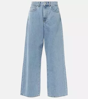 Джинсы с низкой посадкой и широкими штанинами Rhe, Denim Blue