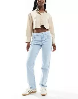 Джинсы с низкой посадкой на кнопках в отбеленном цвете ASOS DESIGN