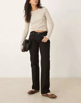 Джинсы с низкой посадкой, прямые, черного цвета Calvin Klein Jeans