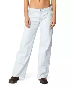 Джинсы с низкой посадкой "Savanna" в светлой стирке Edikted, синий