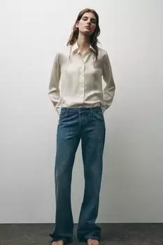 Джинсы с низкой посадкой в обтяжку полной длины ZARA, цвет Faded blue