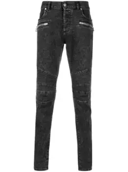 Джинсы с отделкой в рубчик BALMAIN, черный