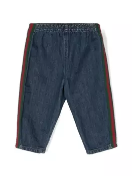 Джинсы с отделкой Web Gucci Kids, синий
