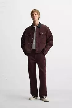 Джинсы с отделкой заклёпками ZARA, бордо