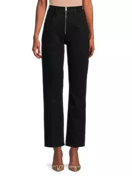 Джинсы с открытой молнией и высокой посадкой Frame, цвет Film Noir