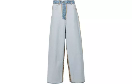 Джинсы с открытыми швами и широкими штанинами Vetements, синий