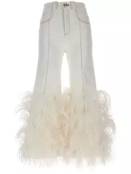 Джинсы с перьями Giambattista Valli, белый