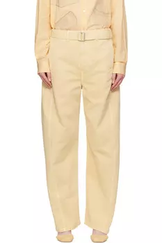 Джинсы с перекрученным поясом Lemaire, цвет custard