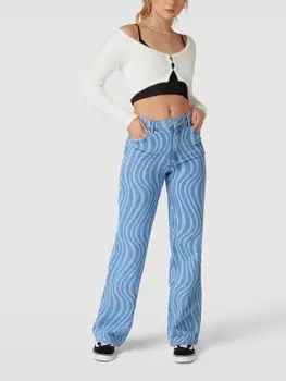 Джинсы с полосатым узором модель "ПСИХ" Review, светло-синий